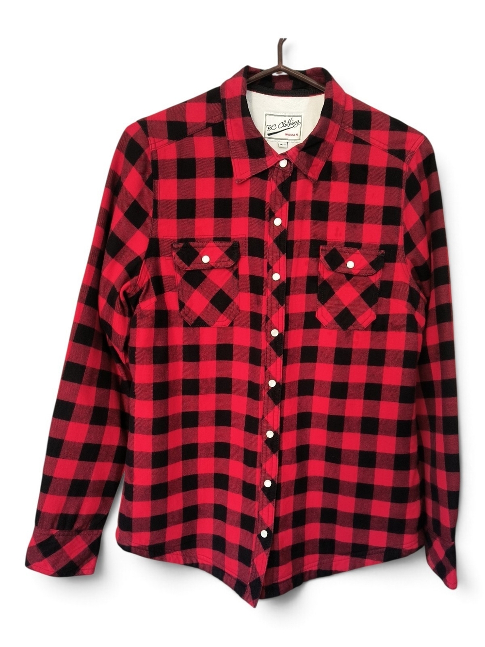 BC Clothing Fleece Lined Buffalo Plaid Flannel Jacket M